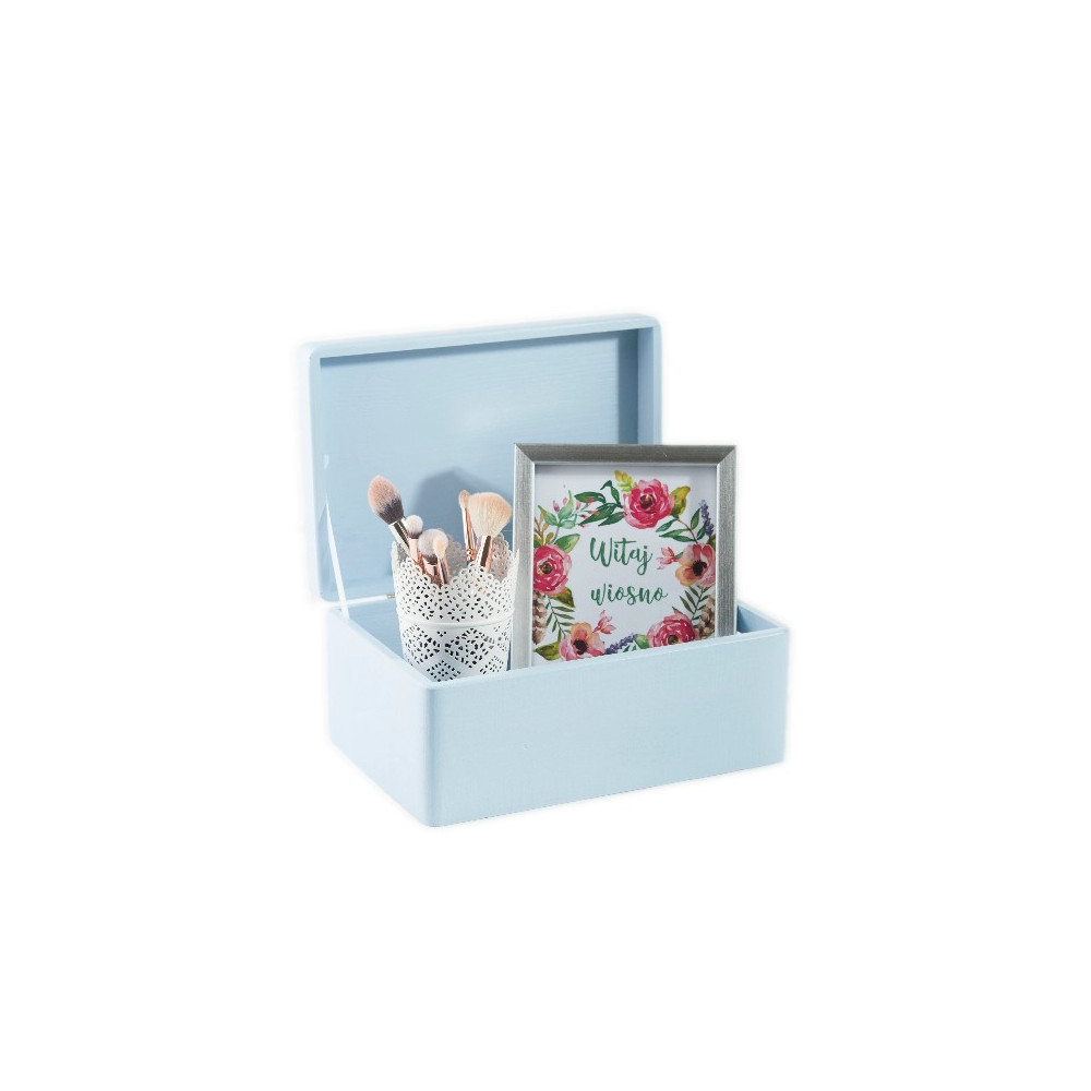 Skrzynka drewniana z deklem 30x20x13,5 cm Pastel blue