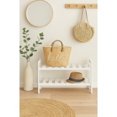 Półka na buty drewniana 70x26x40 cm Biała