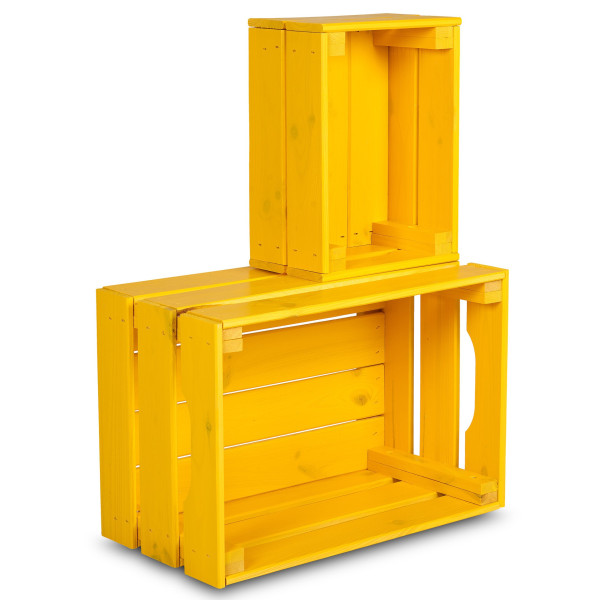 Skrzynka drewniana mała 31x23x15 cm Signal yellow