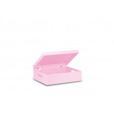 Skrzynka drewniana z deklem 40x30x13,5 cm Light pink