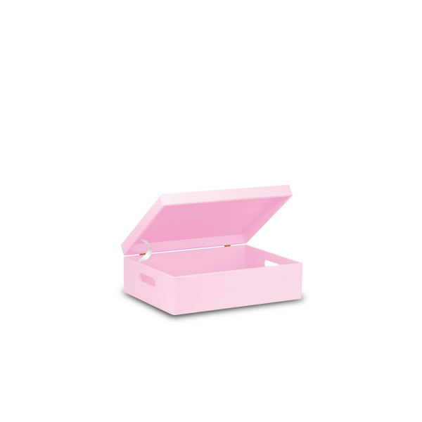 Skrzynka drewniana z deklem 40x30x13,5 cm Light pink