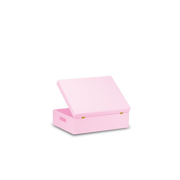 Skrzynka drewniana z deklem 40x30x13,5 cm Light pink