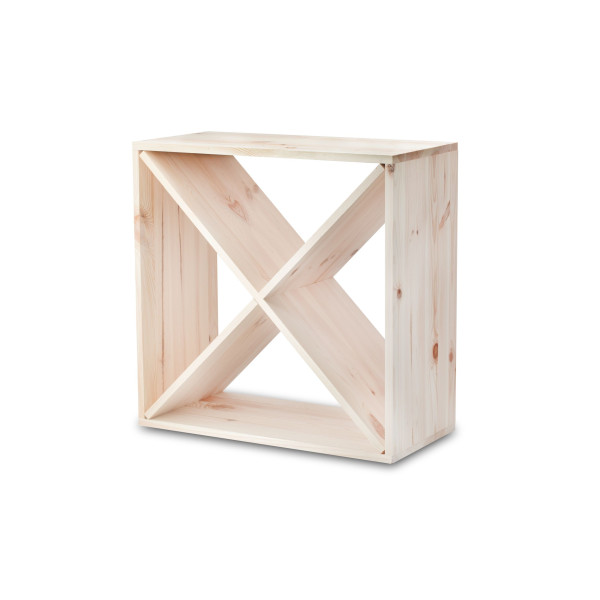 Regał drewniany na wino krzyżak 52x25x52 cm Regał drewniany na wino krzyżak 52x25x52 cm