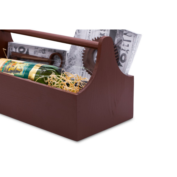 Narzędziownik-nosidełko drewniany 34x18x20,5 cm Sepia brown