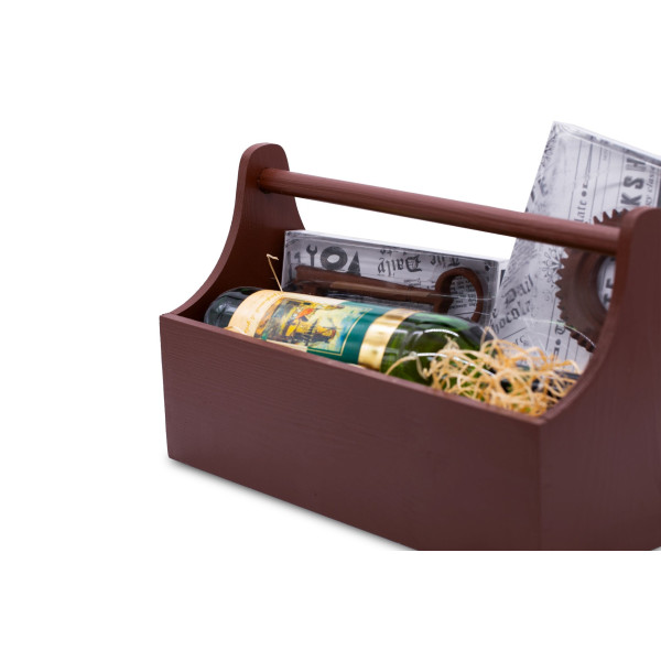 Narzędziownik-nosidełko drewniany 34x18x20,5 cm Sepia brown