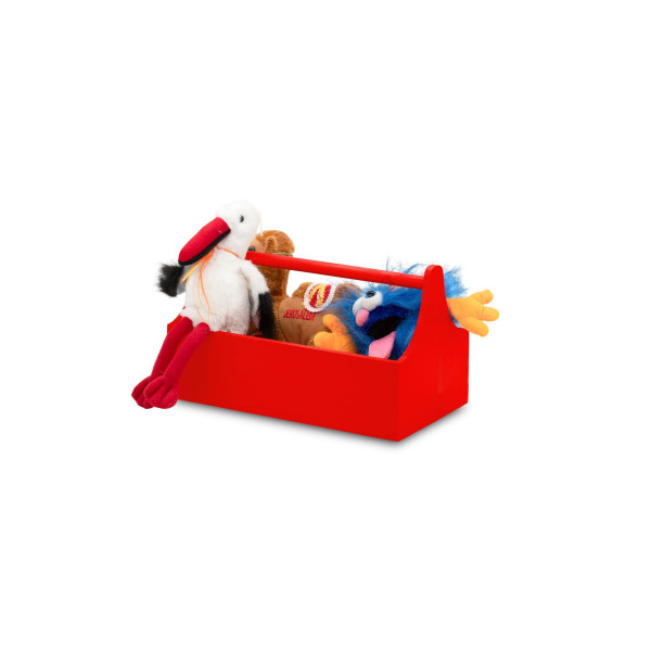 Narzędziownik-nosidełko drewniany 34x18x20,5 cm Pure red