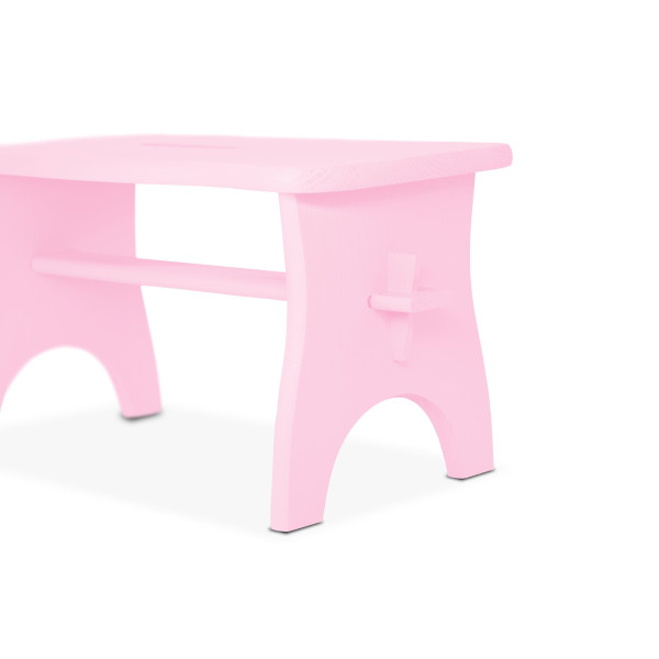 Różowy drewniany stołek dziecięcy 38x18x21 cm Różowy drewniany stołek dziecięcy 38x18x21 cm