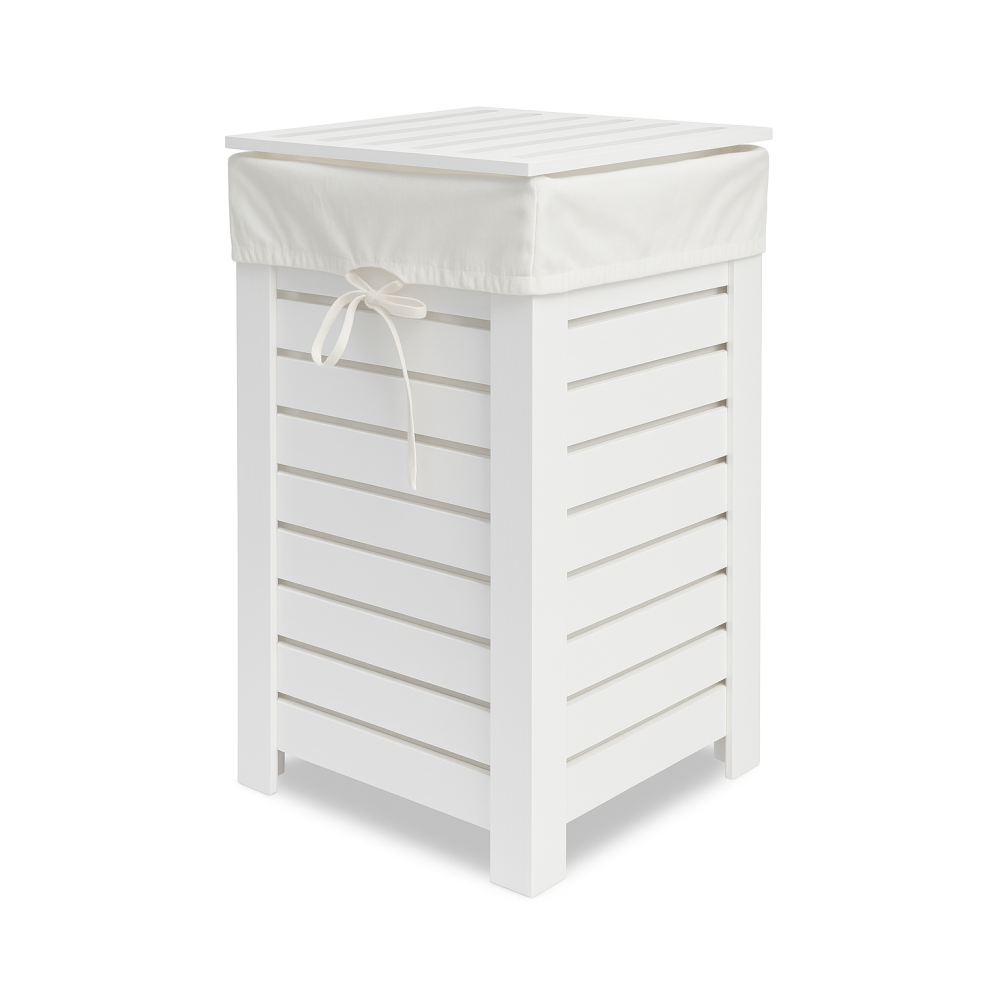 Kosz na bieliznę drewniany 35x25x55 cm Signal white