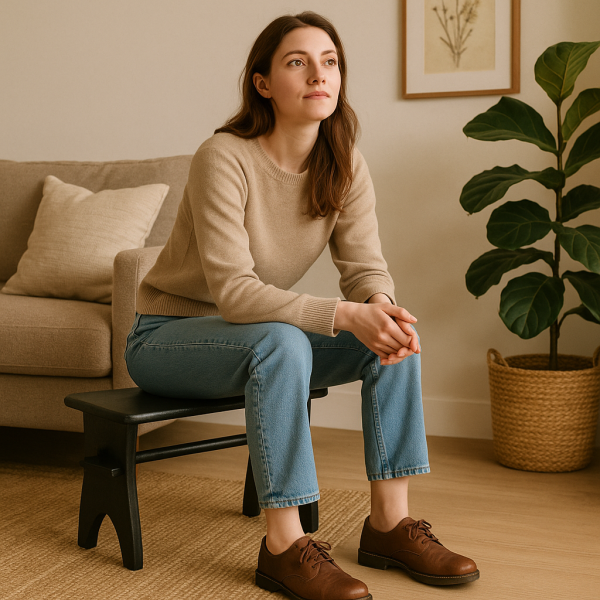 Stołek drewniany 38x18x21 cm Czarny