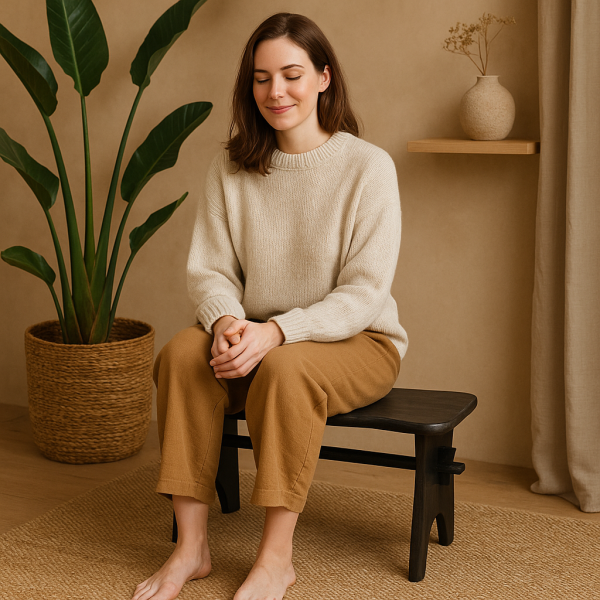 Stołek drewniany 38x18x21 cm Czarny