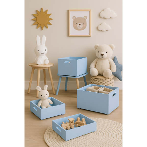 Skrzynka drewniana 40x30x6 cm Niebieska