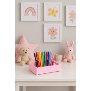 Drewniana taca dekoracyjna 30x20x7 cm różowa – elegancka taca do dekoracji i serwowania