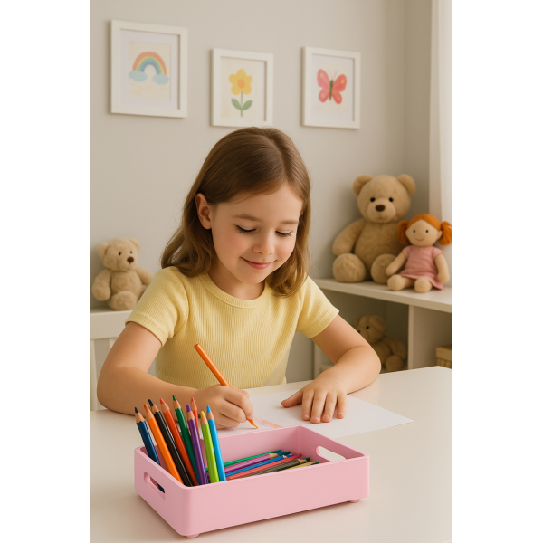 Skrzynka drewniana 30x20x7 cm Różowa