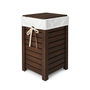 Kosz na bieliznę drewniany 35x35x55 cm Brązowy