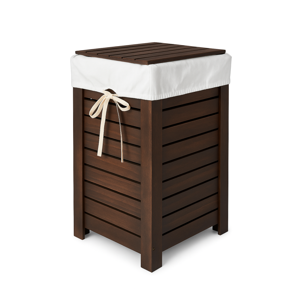 Kosz na bieliznę drewniany 35x35x55 cm Brązowy
