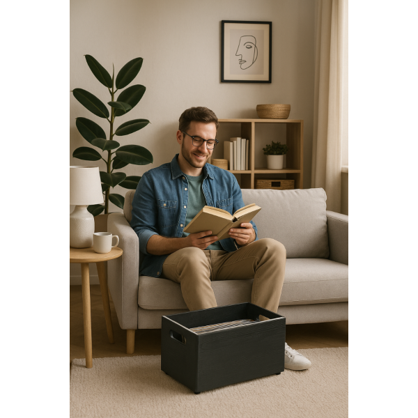 Skrzynka drewniana 40x30x23cm Czarna