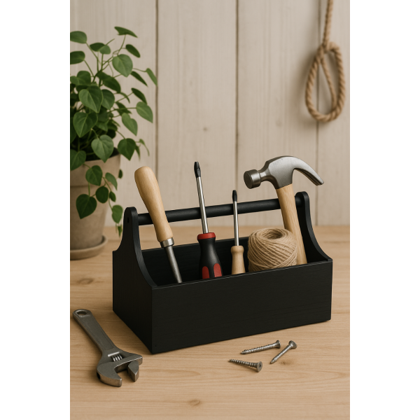 Skrzynka Drewniana Dekoracyjna Na Zioła 34x18x20,5 cm Czarna