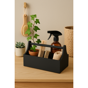 Drewniane nosidełko na narzędzia 34x18x20,5 cm – czarny narzędziownik