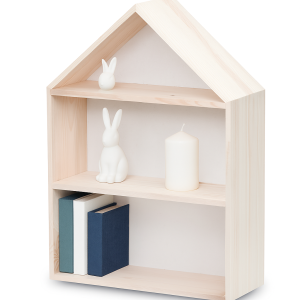 Drewniana półka w kształcie domku 32x12x44 cm – dekoracyjna półka ścienna