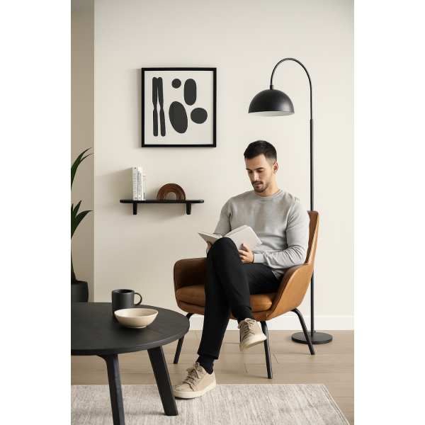 Półka drewniana ścienna 45 cm Jet black