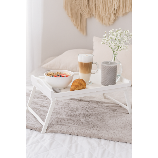 Taca z nogami drewniana 51x32x24 cm Biała