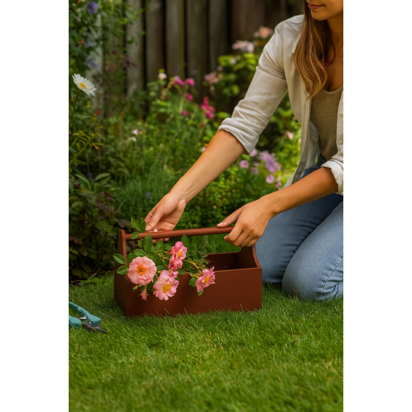 Skrzynka Drewniana Dekoracyjna Na Zioła 34x18x20,5 cm Brązowa