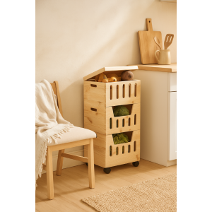 Trio z wybraniami drewniane 39x30x74 cm – stojak z trzema skrzynkami