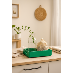 Drewniana taca dekoracyjna 30x20x7 cm zielona – elegancka taca do dekoracji i serwowania