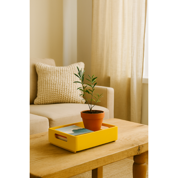 Skrzynka drewniana 30x20x7 cm Żółta