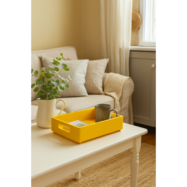 Skrzynka drewniana 30x20x7 cm Żółta