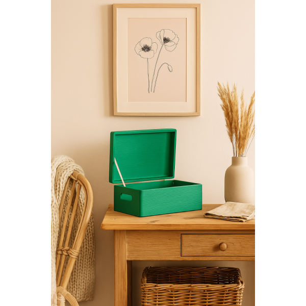 Drewniana skrzynka dekoracyjna 30x20x13,5 cm Zielona