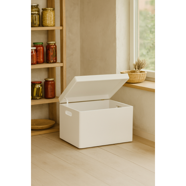 Drewniana skrzynka zamykana 40x30x23 cm Biała