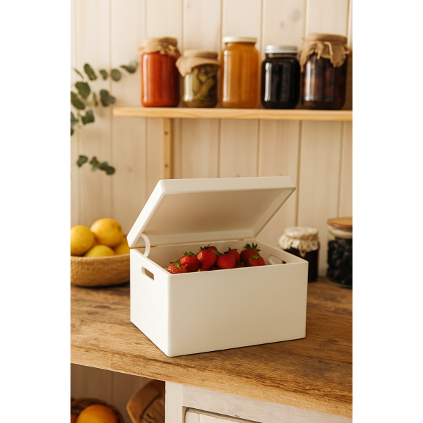 Drewniana skrzynka zamykana 40x30x23 cm Biała