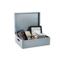 Skrzynka drewniana z deklem 40x30x13,5 cm Silver grey
