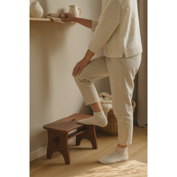 Stołek drewniany 38x19x21 cm Brązowy