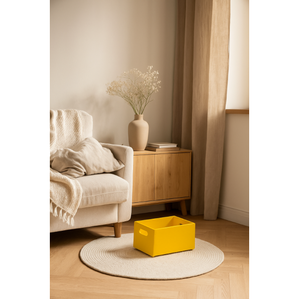 Skrzynka drewniana 30x20x13,5cm Żółta