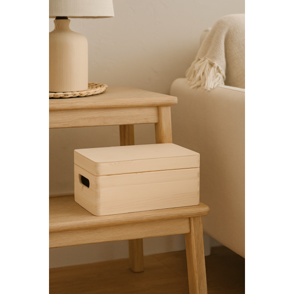 Drewniana skrzynka dekoracyjna z deklem ze sklejki 30x20x13,5 cm