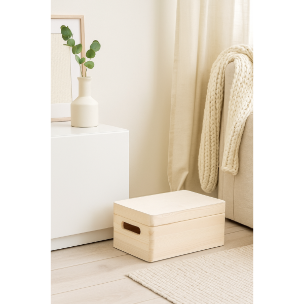 Drewniana skrzynka dekoracyjna z deklem ze sklejki 30x20x13,5 cm