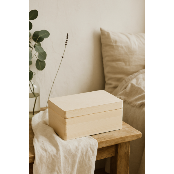 Drewniana skrzynka dekoracyjna 30x20x13,5 cm bez uchwytów z deklem sklejkowym