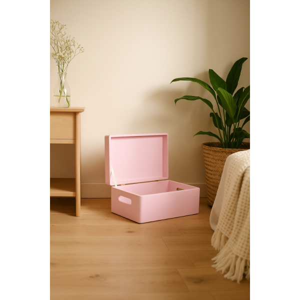 Skrzynka drewniana z deklem 30x20x13,5 /315005C Light pink ,dekiel ze sklejki Skrzynka drewniana z deklem 30x20x13,5 /315005C Light pink ,dekiel ze sklejki