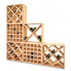 Regał drewniany na wino krzyżak 52x25x52 cm
