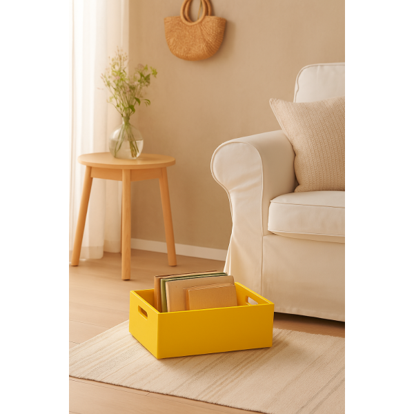 Skrzynka drewniana 40x30x13,5 cm Żółta