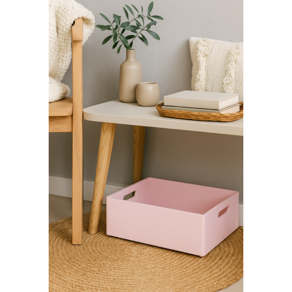 Skrzynka drewniana 40x30x13,5 cm Różowa