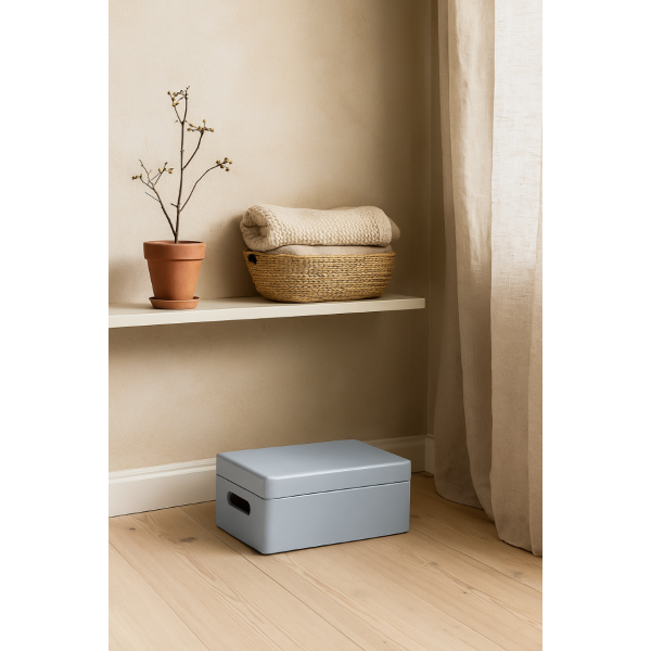 Drewniana skrzynka dekoracyjna 30x20x13,5 cm Szara Drewniana skrzynka dekoracyjna 30x20x13,5 cm Szara