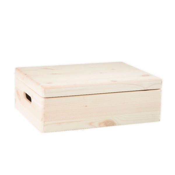 Drewniana skrzynka z wiekiem 40x30x13,5 cm | Naturalne drewno | Organizer, dekoracja, prezent Drewniana skrzynka z wiekiem 40x30x13,5 cm | Naturalne drewno | Organizer, dekoracja, prezent