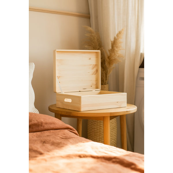 Drewniana skrzynka z wiekiem 40x30x13,5 cm | Naturalne drewno | Organizer, dekoracja, prezent Drewniana skrzynka z wiekiem 40x30x13,5 cm | Naturalne drewno | Organizer, dekoracja, prezent