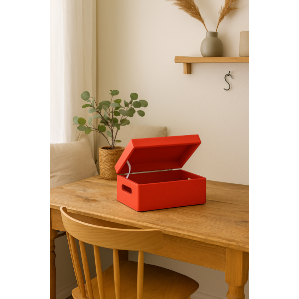 Drewniana skrzynka dekoracyjna 30x20x13,5cm Czerwona