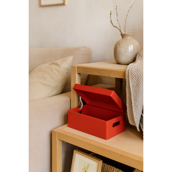 Drewniana skrzynka dekoracyjna 30x20x13,5cm Czerwona