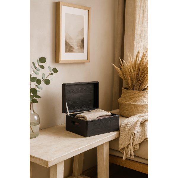 Drewniana skrzynka dekoracyjna 30x20x13,5 czarna