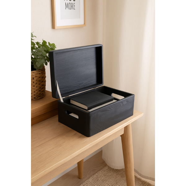 Drewniana skrzynka dekoracyjna 30x20x13,5 czarna